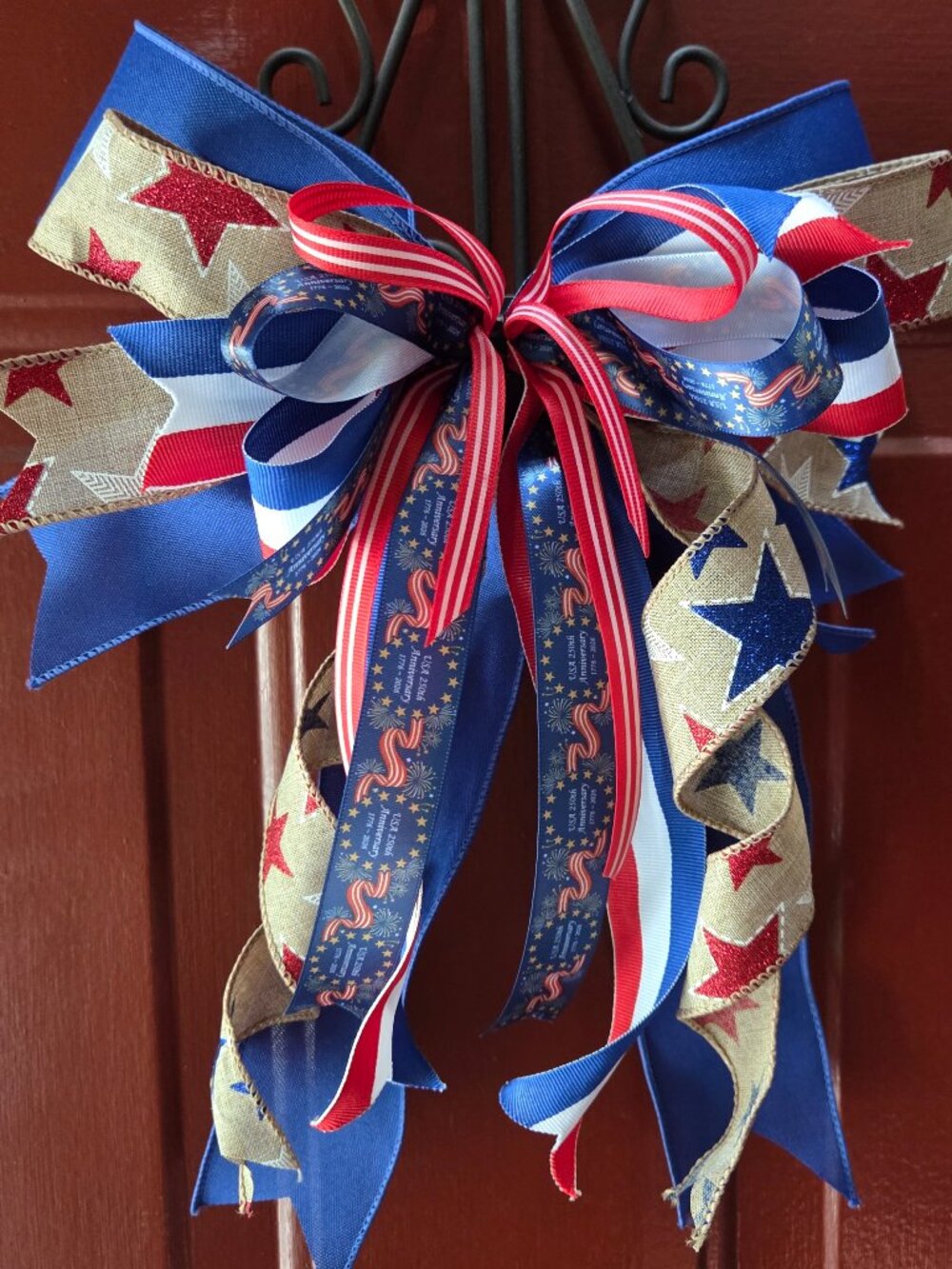 250th Anniversary Patriotic Ribbon Bow Adornment 15 Inch NWOT